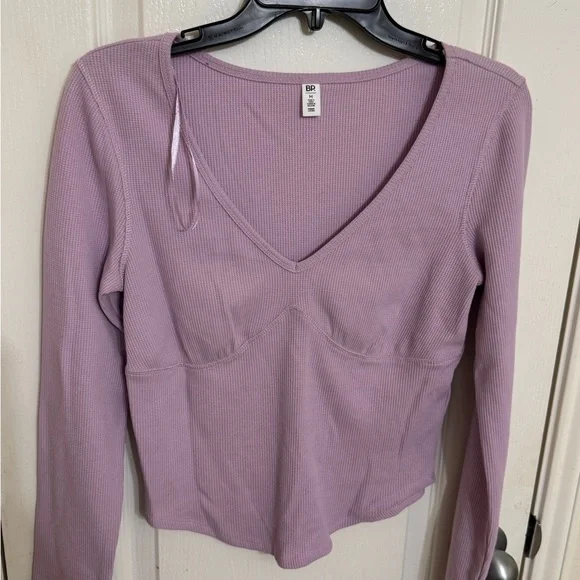 BP Lavender Cropped Long Sleeve Thermal Top - M - NWOT - Picture 3 of 4